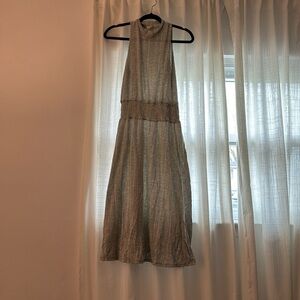 high neck striped dress